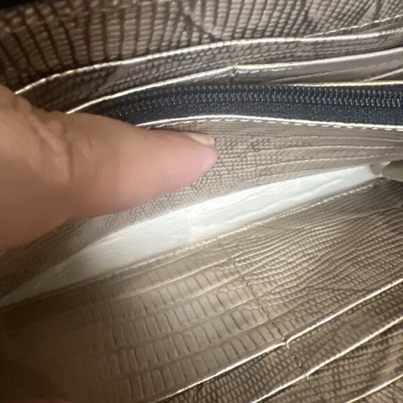 Brahmin Black & Gold Embossed Leather Zip Around Wallet - Picture 11 of 12